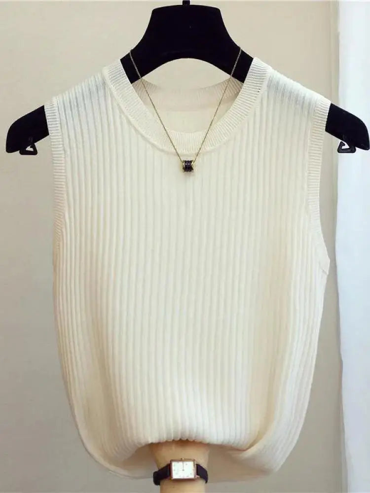 Tanks Top Women Sleeveless Knitted T-Shirts