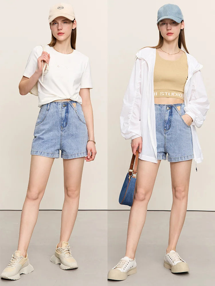 Minimalism Versatile Cotton Loose Women Jeans Shorts