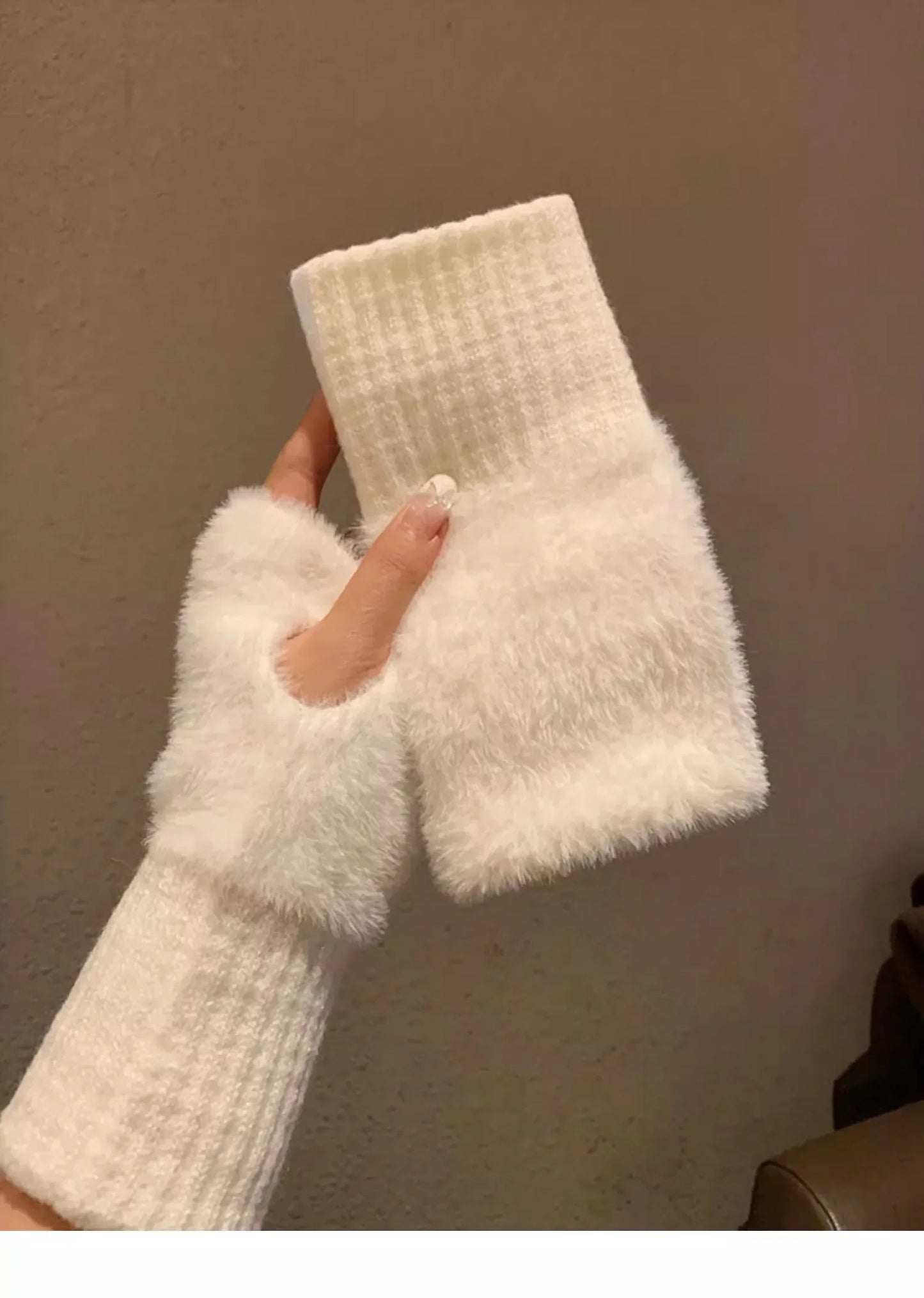 Mink Fleece Soft Winter Half Finger Gloves
