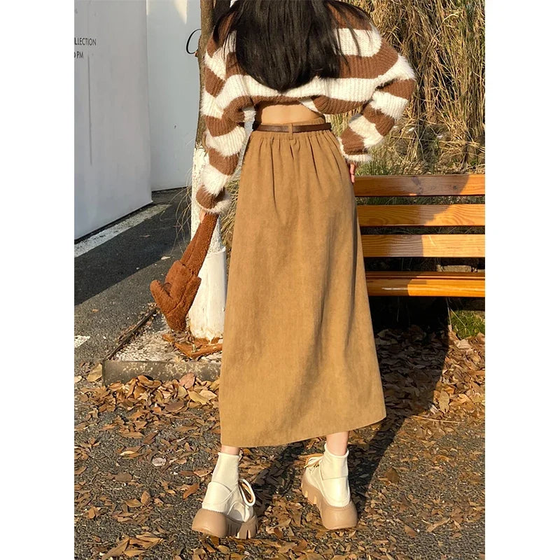 Midi Skirt Women High Waist