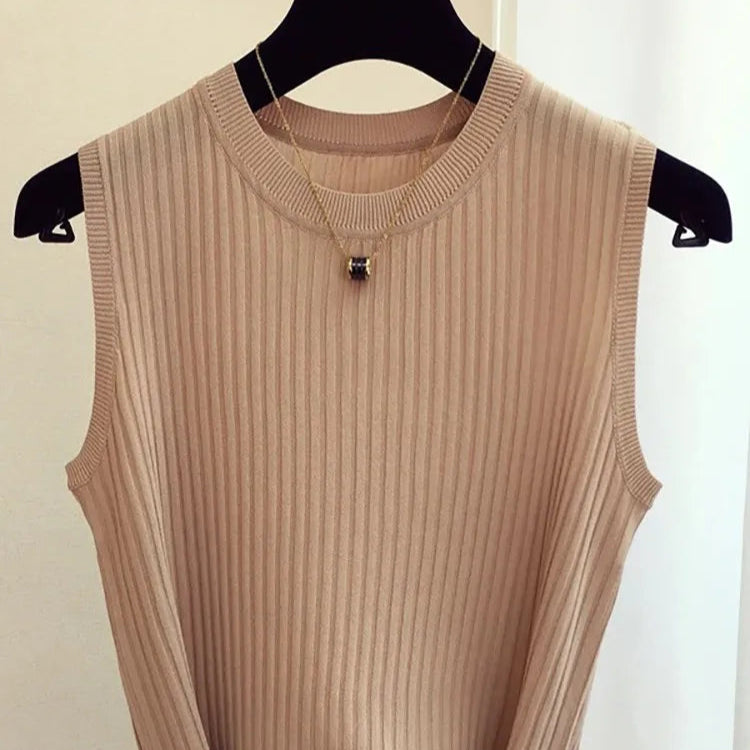 Tanks Top Women Sleeveless Knitted T-Shirts