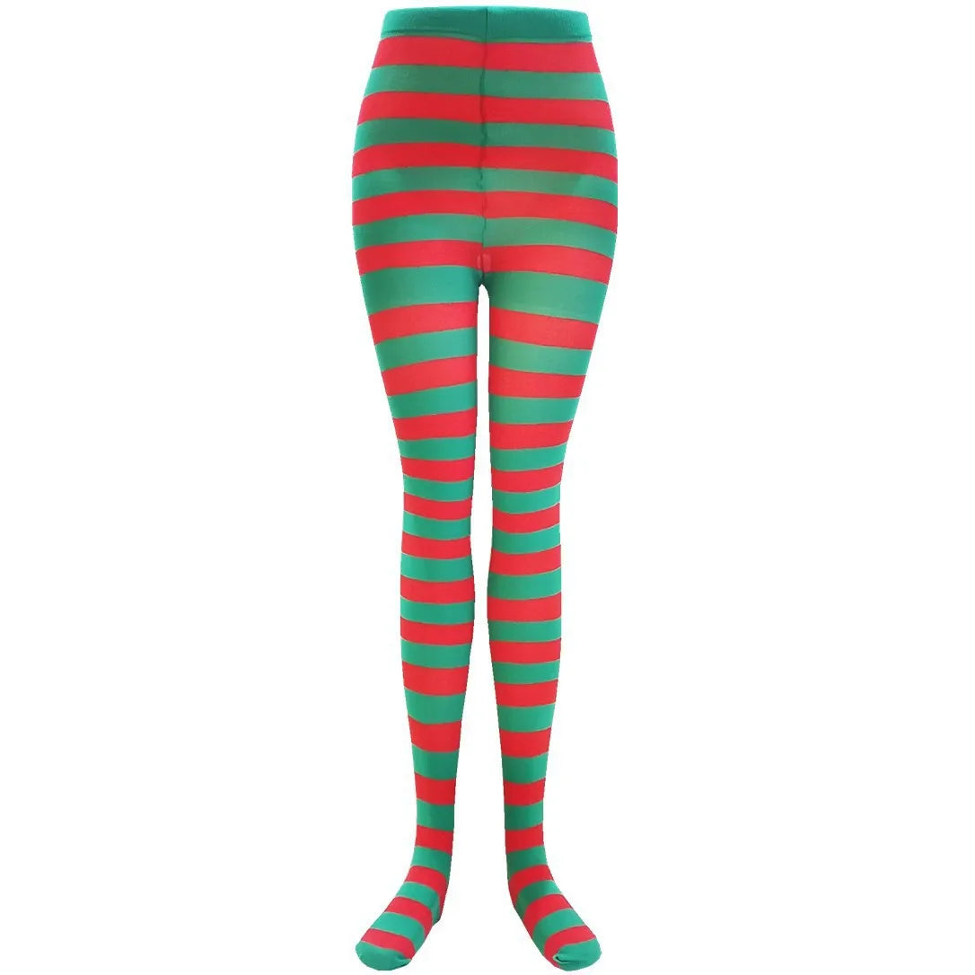 Goth Style Punk Women Striped Rainbow Long Tights