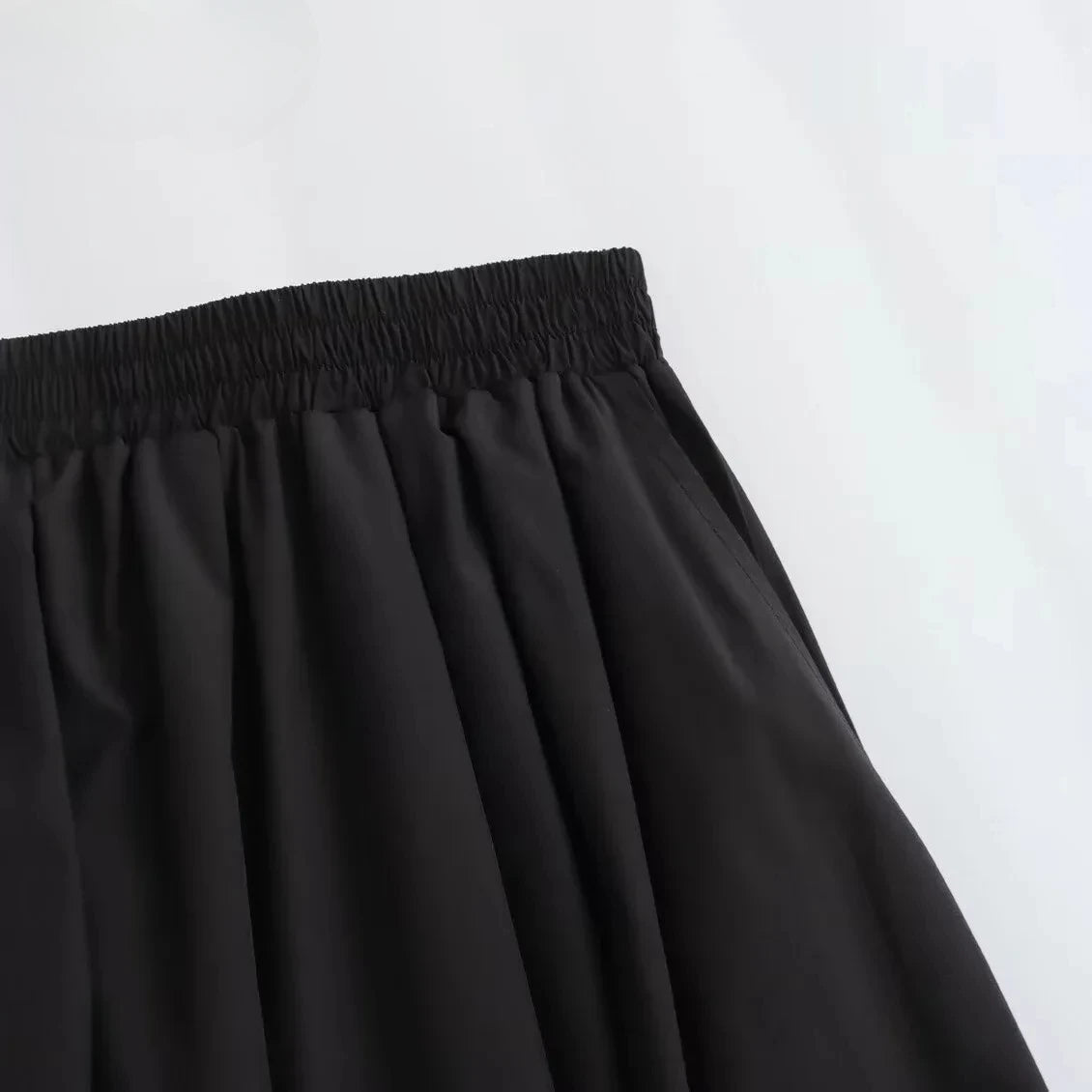 Black Wide Pleated Swing Vintage Chic High Waist Skirt