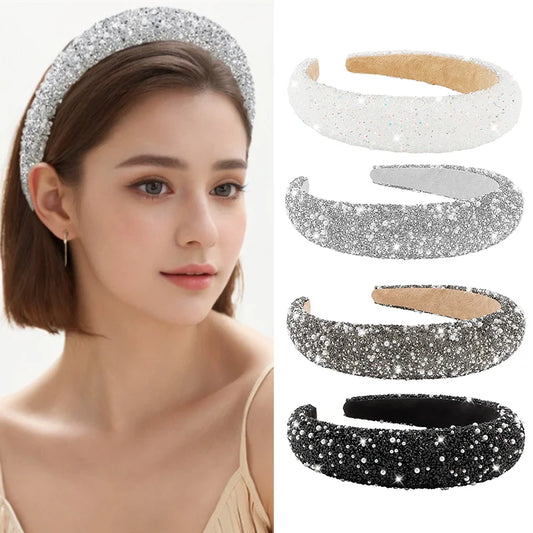 Glamorous Beaded Hairband Bling Crystal Pearl Baroque Headband