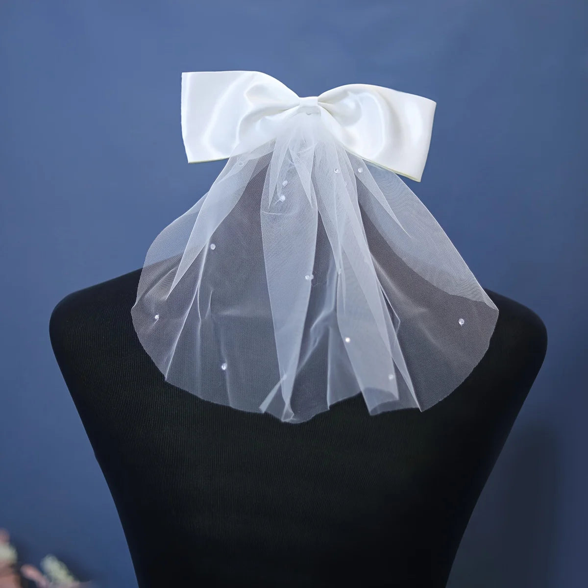 Elegant Bridal Wedding Headdress Double Layer Mesh Tulle White Color