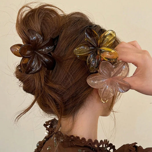 Brown Beige Lightweight Plastic Hair Clips