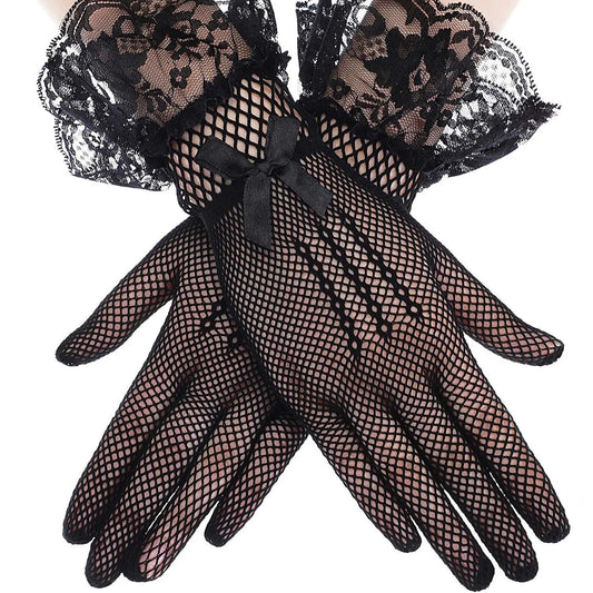 Ladies Lace Gloves Elegant Short Lace Wedding Dinner 50's Parties