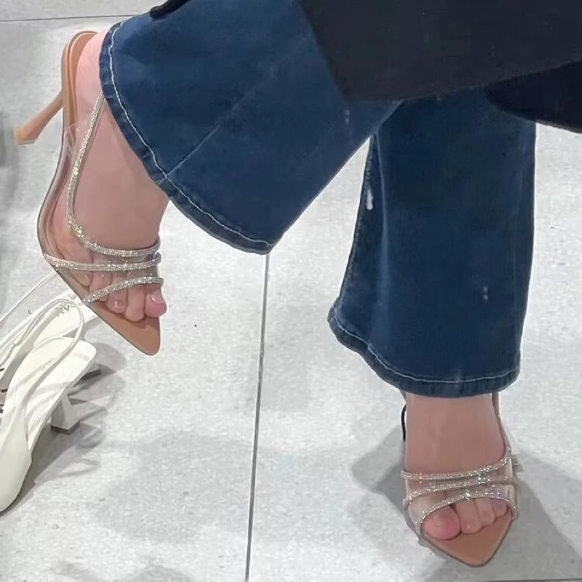 Transparent Heeled Sandals Elegant Pointed Toe