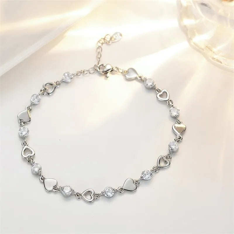 925 Sterling Silver Heart Shaped Bracelet