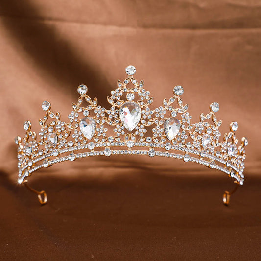 Golden Baroque Crystal Tiaras And Crown