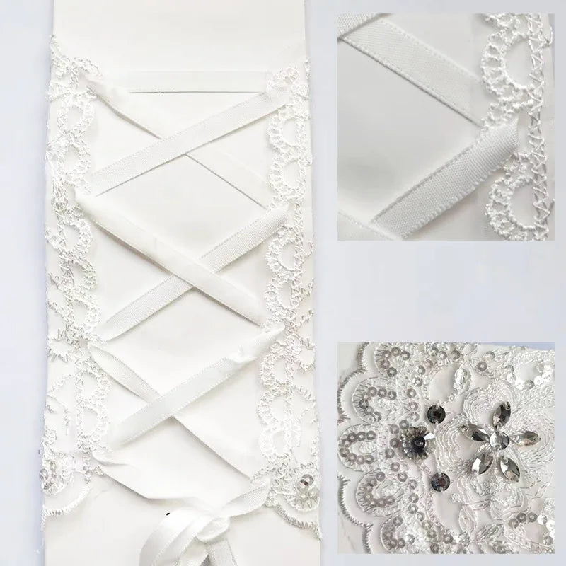 1 Pair White/Red/Beige Bridal Gloves Wedding Accessories