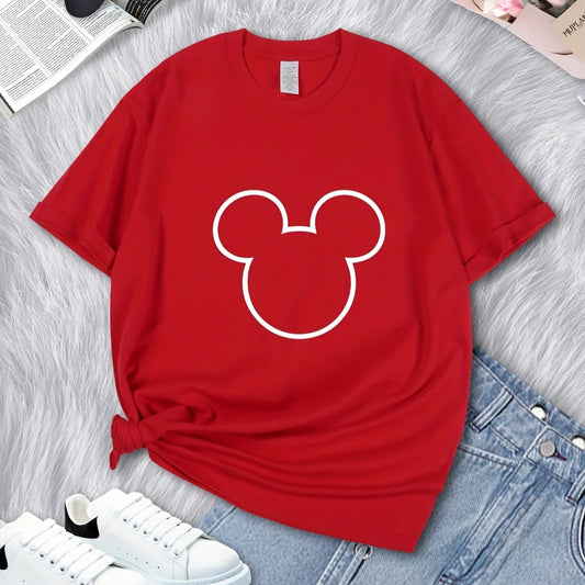 Cartoon Mouse Graphic Crew Neck Short Sleeves T-shirt