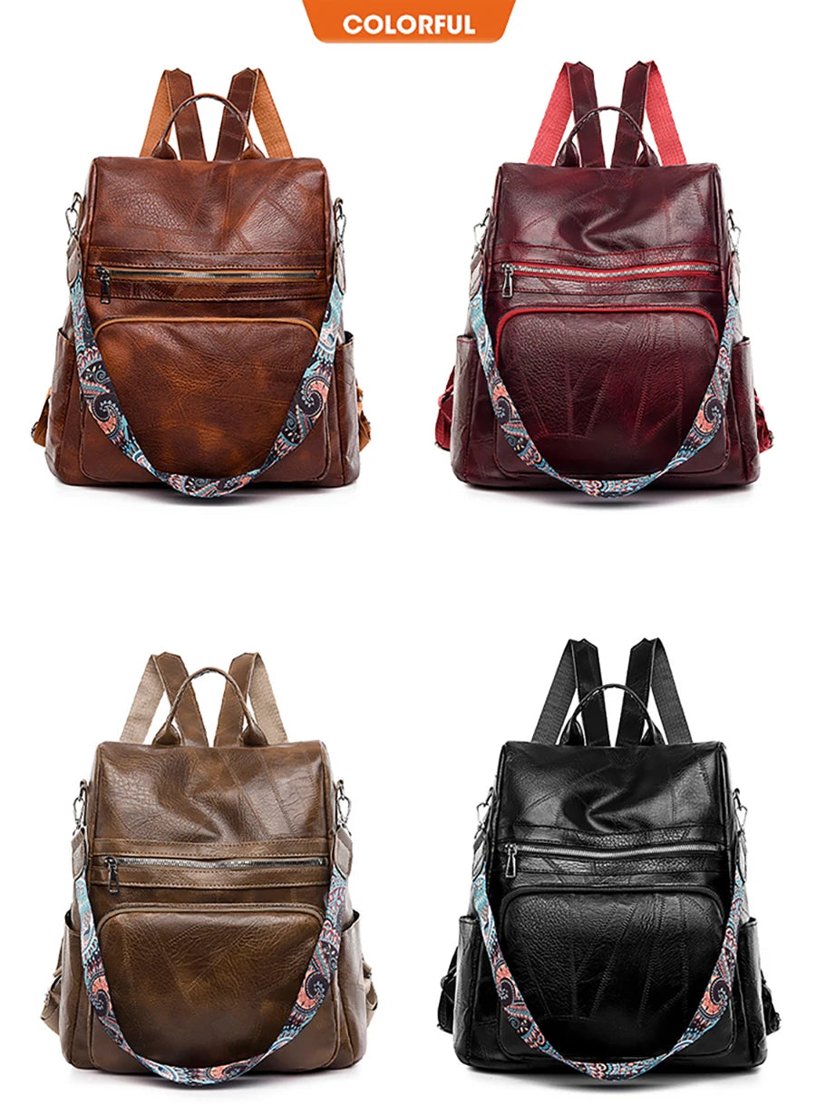 3-in-1 Women Backpacks Vintage Female Shoulder Bags