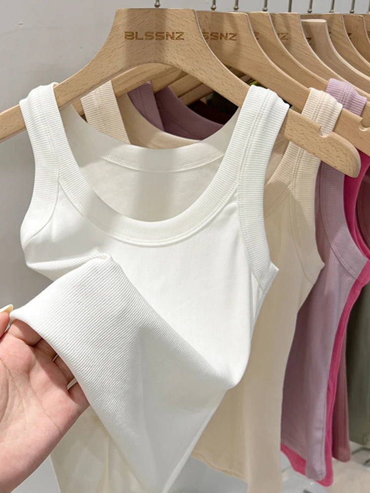 Round Neck Ribbed Tank Top
