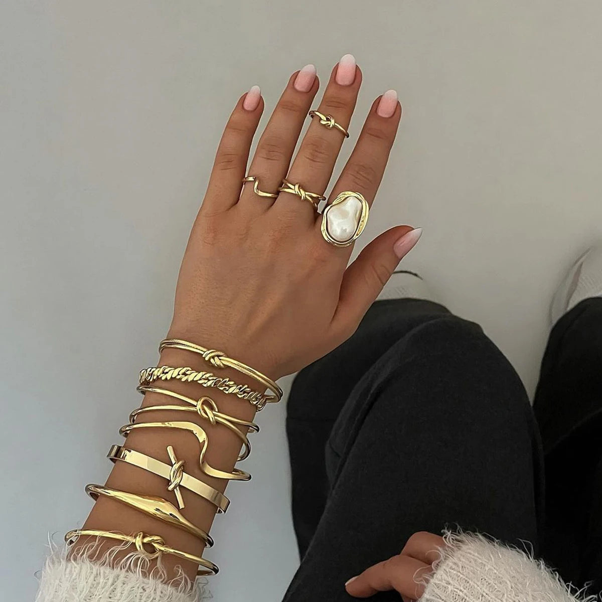 Imitation Pearl Stainless Steel Ring