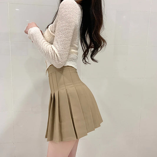 Khaki A-Line Korean Preppy Style Jupes Black Mini Skirts