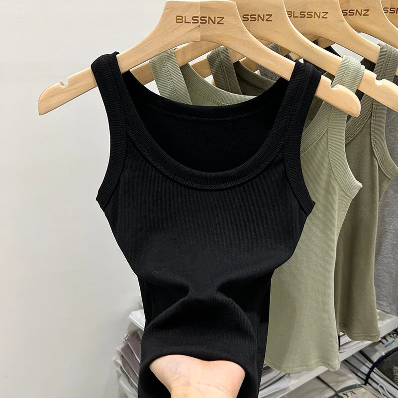 Round Neck Ribbed Tank Top