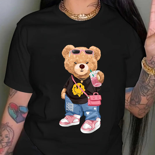 Little Bear Print T-shirt Short Sleeve