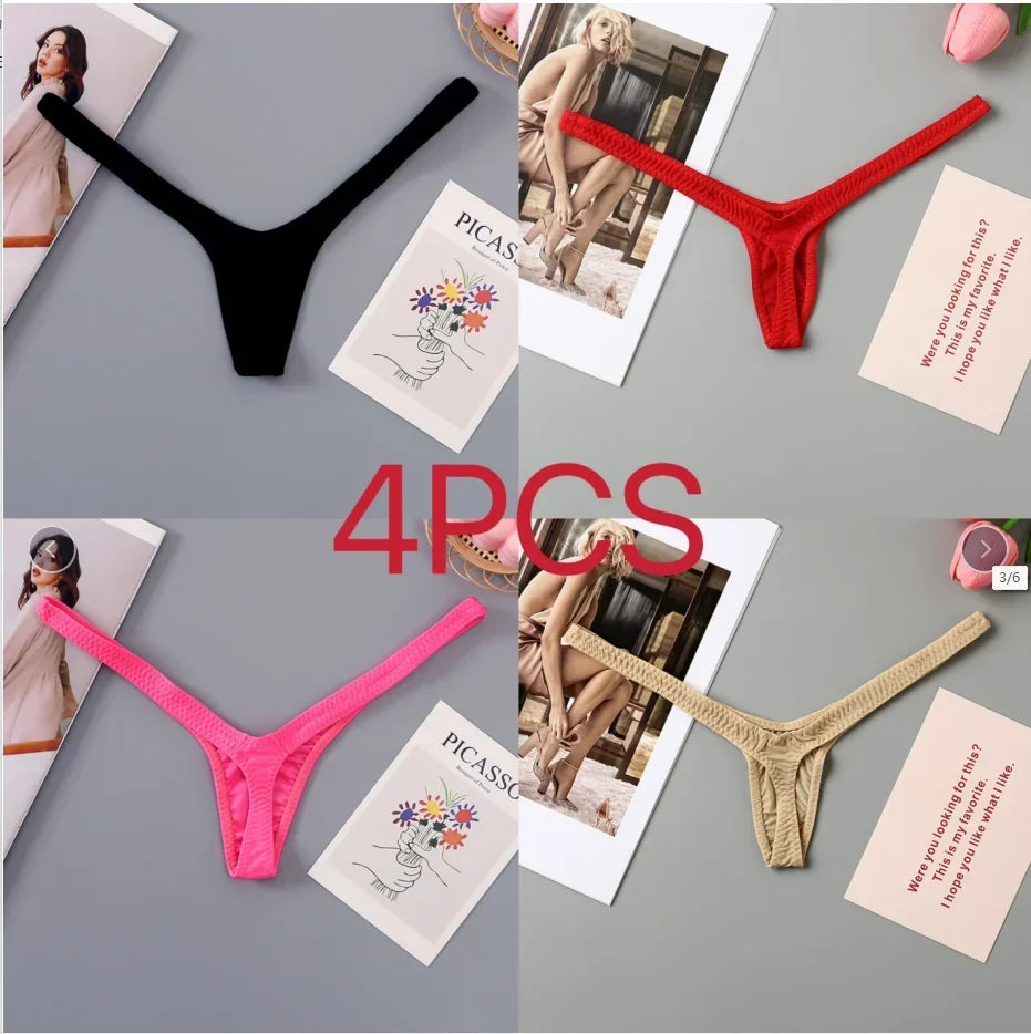 2/4pcs New Deep V Thong  Women Underwear