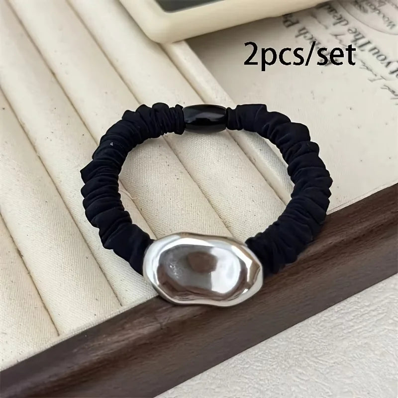 2pcs/set Pearl Skinny Scrunchies Hair Tie