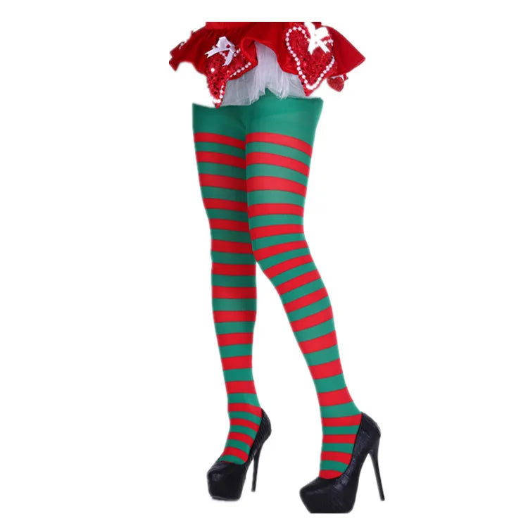 Goth Style Punk Women Striped Rainbow Long Tights