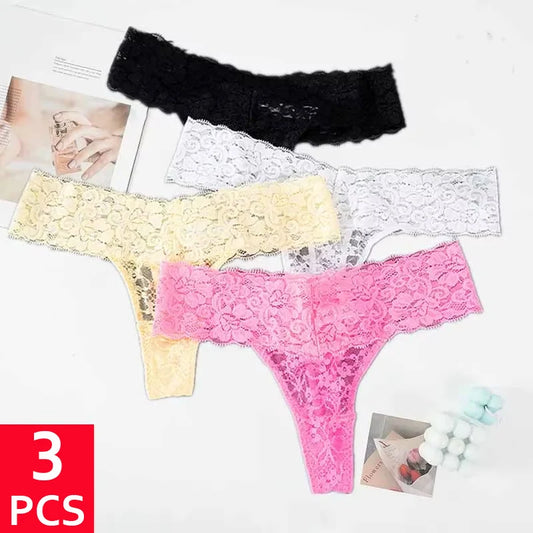 3PCS Lace Floral Women Panties