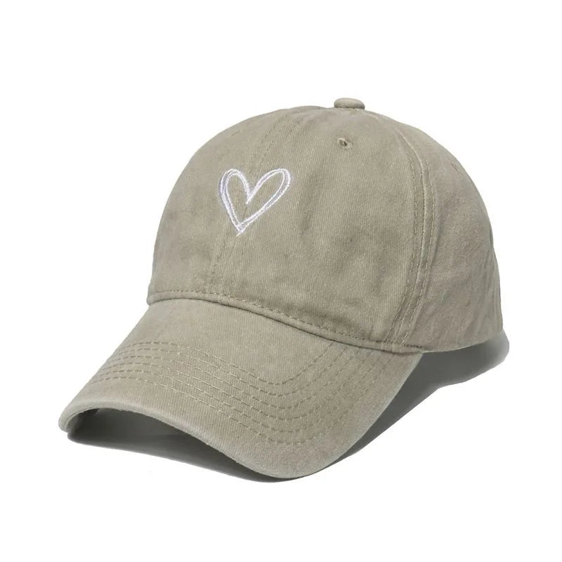 Love Heart Embroidery Cotton Baseball Cap