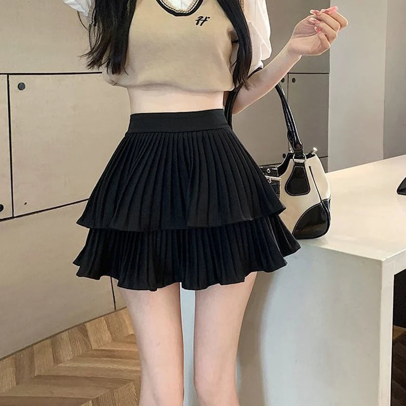 Mini Skirt Cute Sexy Balletcore Elastic High Waist
