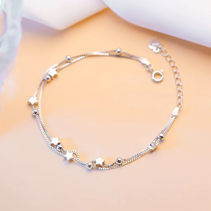 Luxury 925 Sterling Silver Star Beaded Bracelets