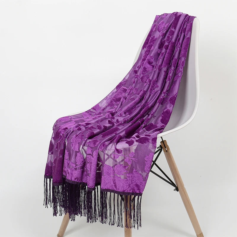 Hollow Lace Gradient Flower Silk Scarf