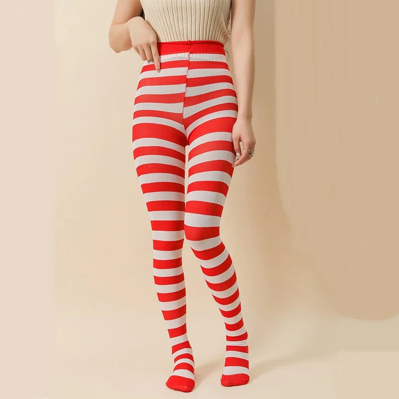 Goth Style Punk Women Striped Rainbow Long Tights