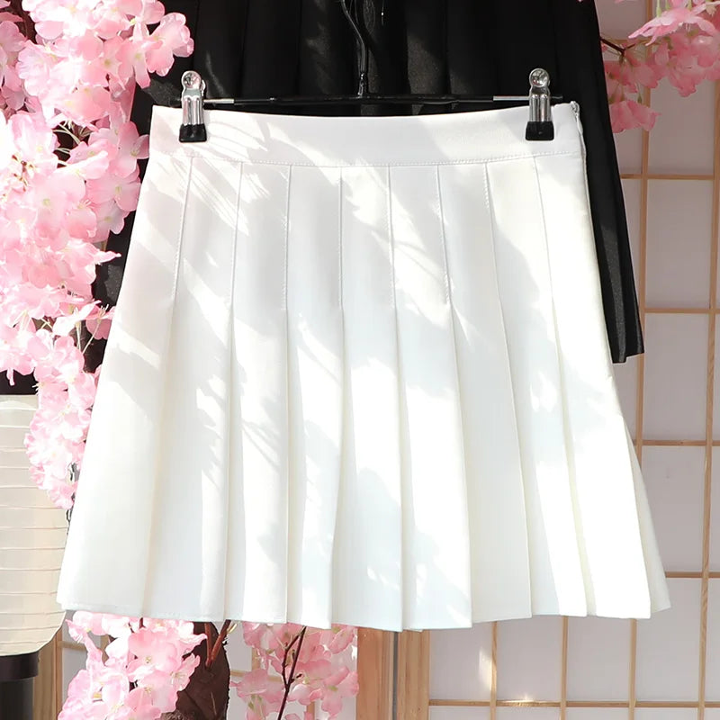 Khaki A-Line Korean Preppy Style Jupes Black Mini Skirts