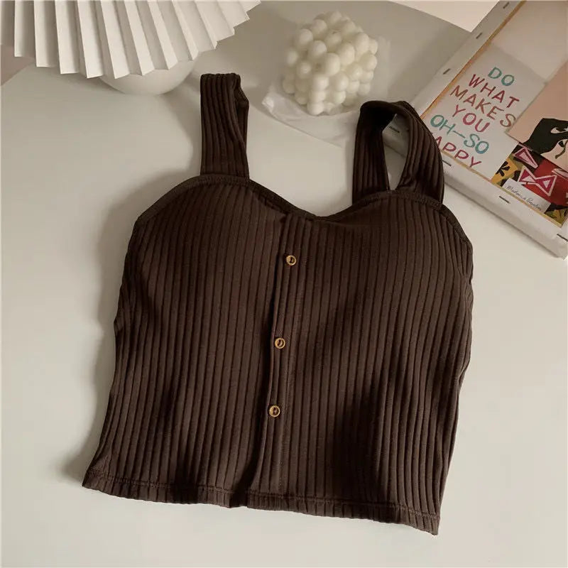 Women's Cropped Tops with Bra Pads