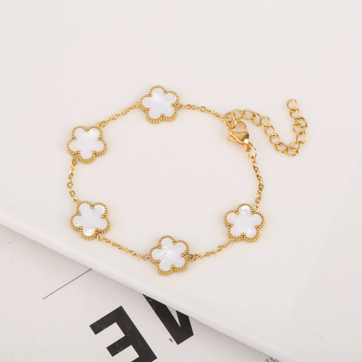 Adjustable New Design Gold Plated Stainless Steel 316L Plant Flower Bracelet