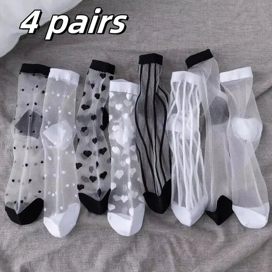 New WOMEN'S Socks Fashion Tulle Mesh Glass