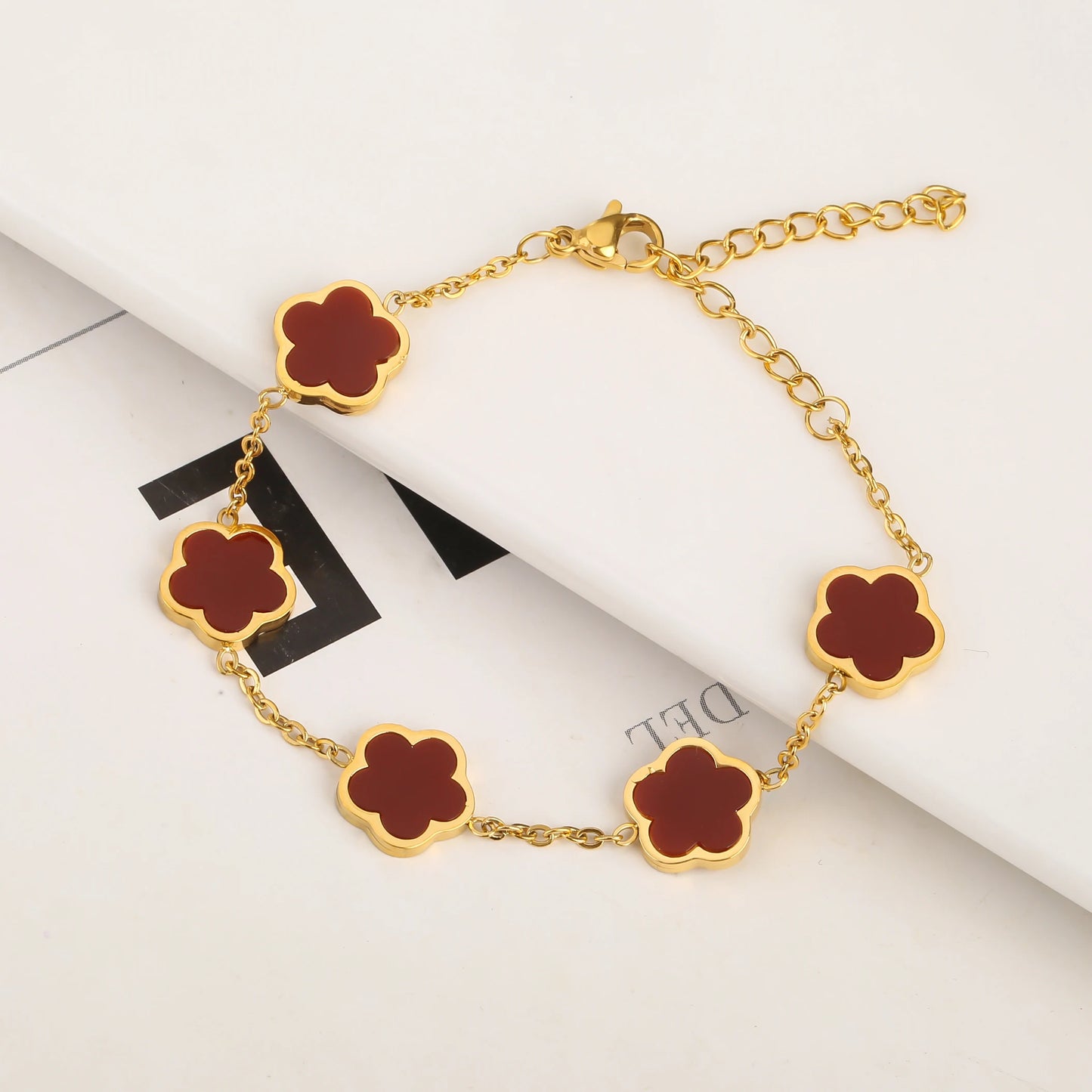 Adjustable New Design Gold Plated Stainless Steel 316L Plant Flower Bracelet