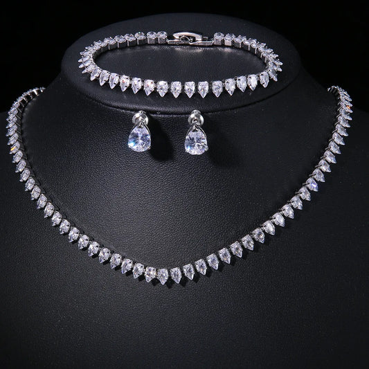 Bridal Necklace Earrings Party Jewelry Set for Women