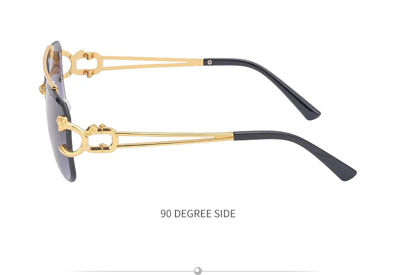 Fashion Metal Leopard Rimless Sunglasses