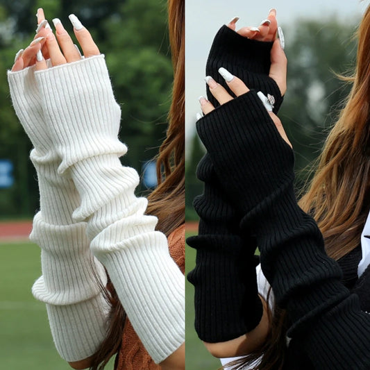 Knitted Arm Warmer Long Fingerless Gloves