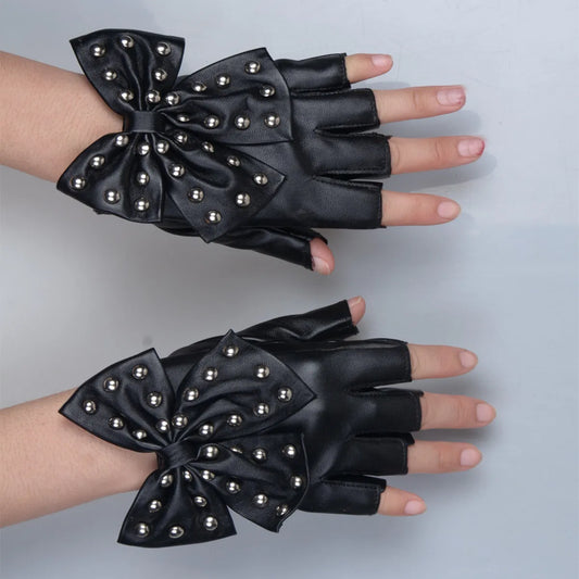 Women Bow Rivet Gloves