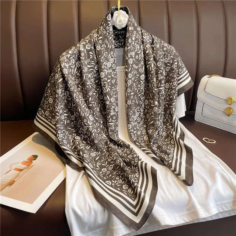 90*90Cm Square Scarf Twill Silk Bandana Pashmina
