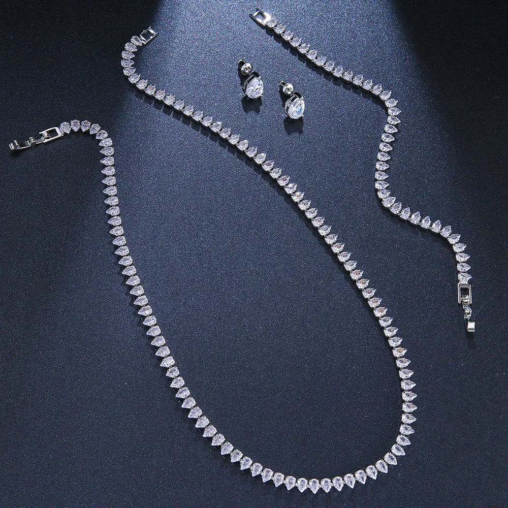 Bridal Necklace Earrings Party Jewelry Set for Women