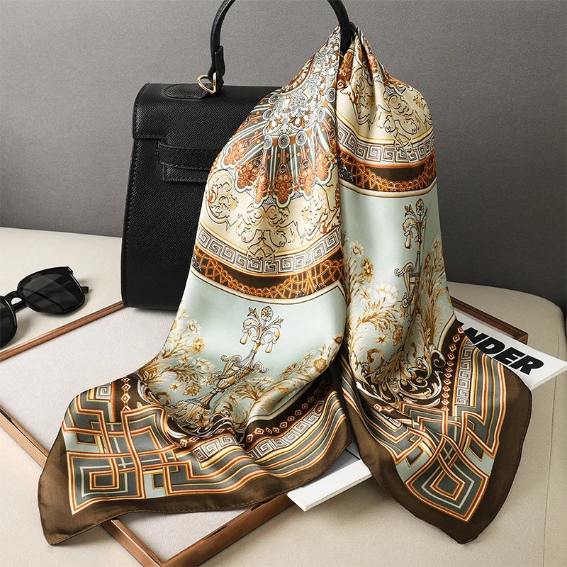 Silk Square Plaid Scarf