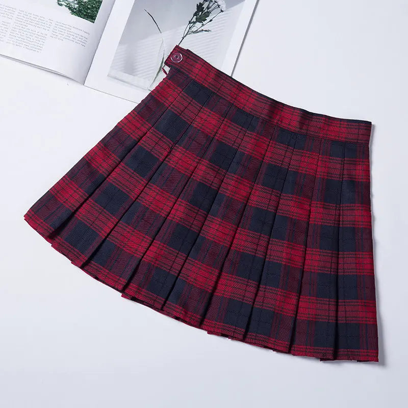 Summer Grey Plaid  A-Line High Waist Mini Skirts