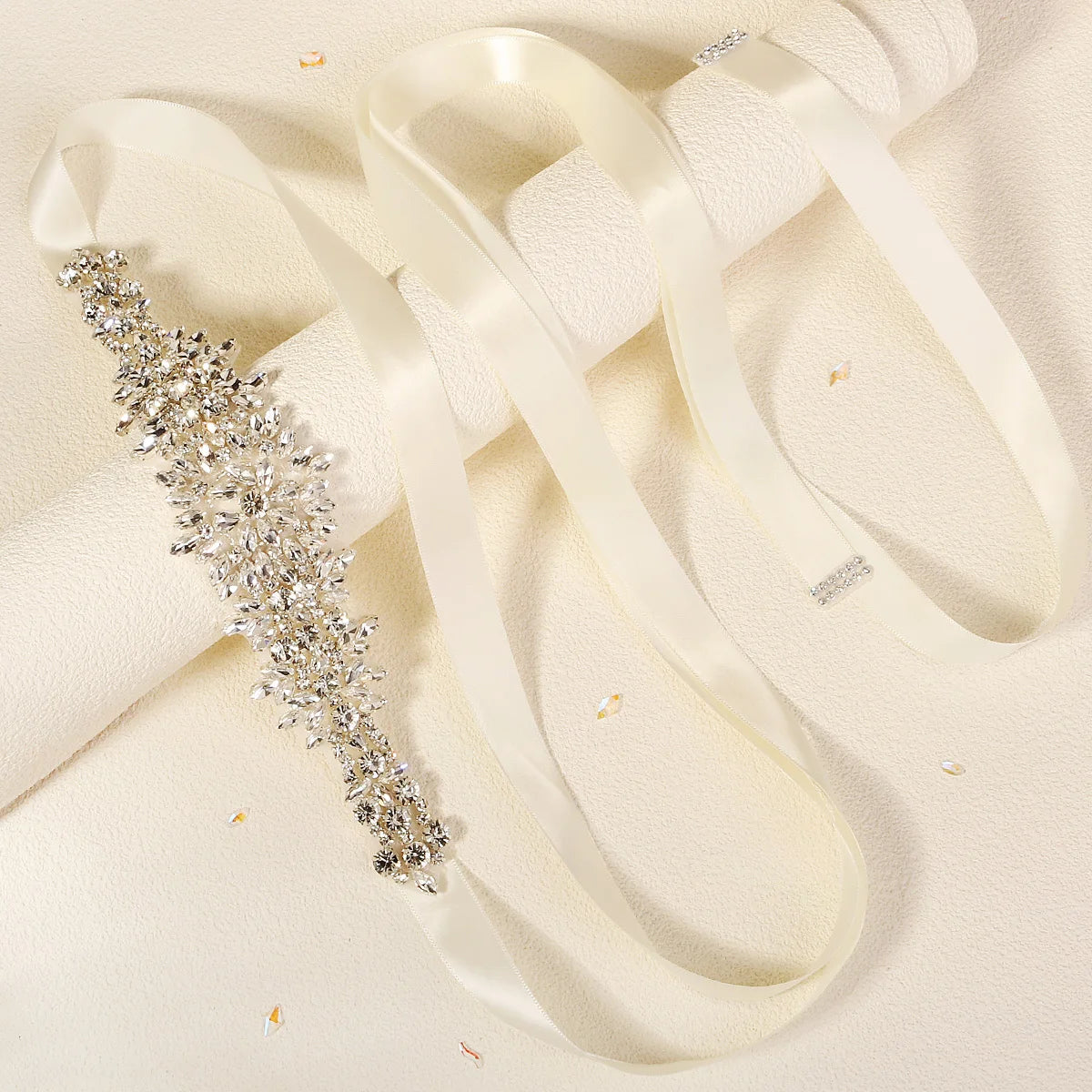 Silver Bridal Wedding Waistband Sparkling Crystal