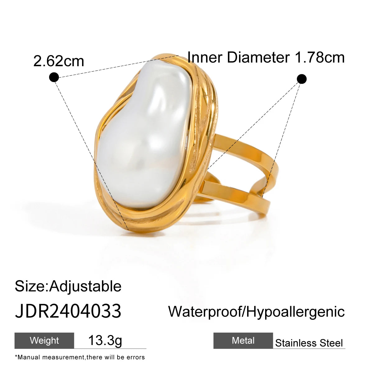 Imitation Pearl Stainless Steel Ring