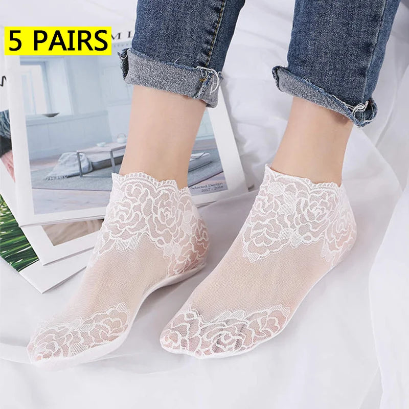 Lot Lolita Women Invisible Lace Socks