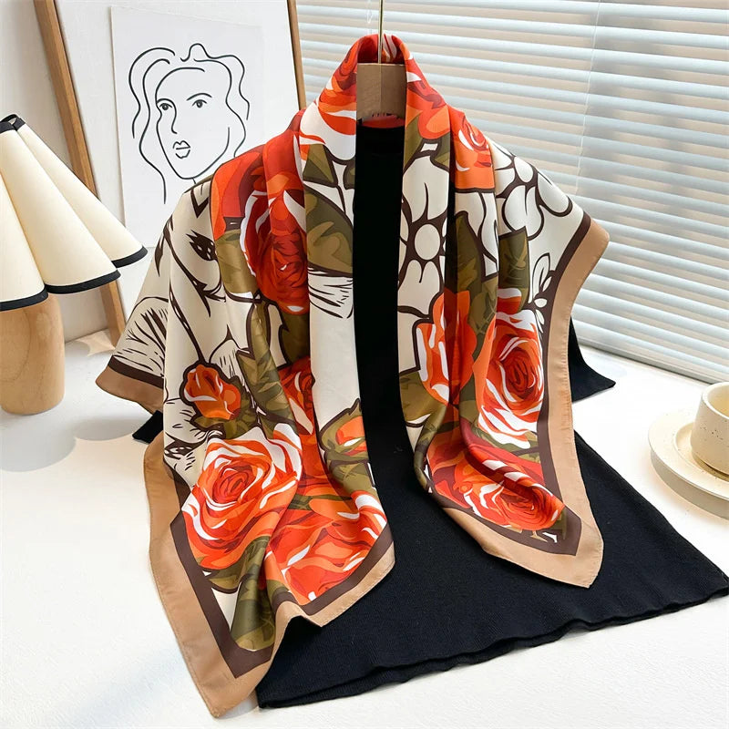 90*90Cm Square Scarf Twill Silk Bandana Pashmina