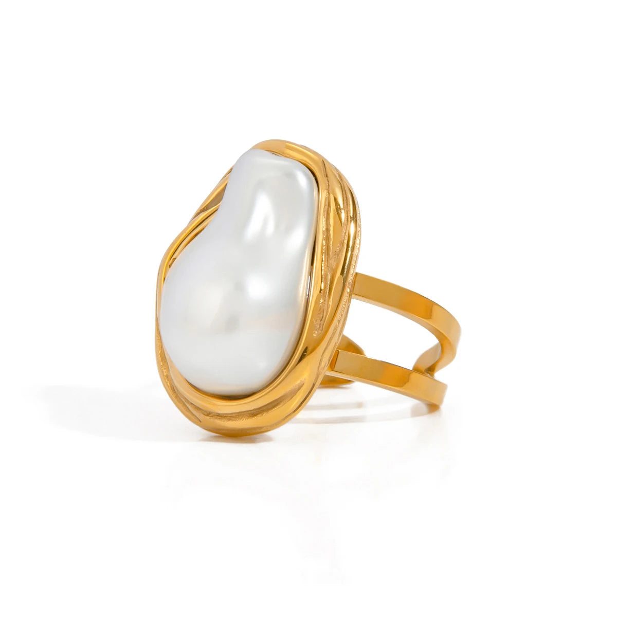 Imitation Pearl Stainless Steel Ring