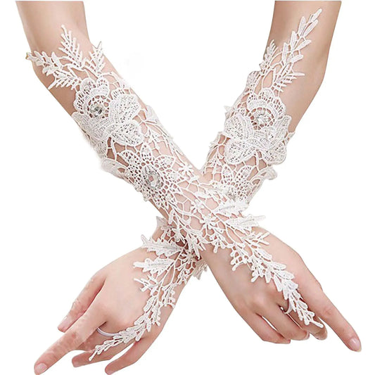 Crystal Women's Wedding Gloves Fingerless Wedding Accessory